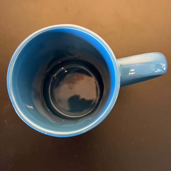 Michigan Lighthouse Embossed Souvenir Pottery Mug ~ Unglazed & Glossy Blue Glaze - Picture 6 of 8